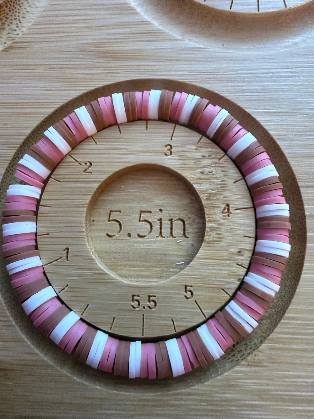 Set of two Kids Pink, White & Tan Stackable Beaded Bracelet
